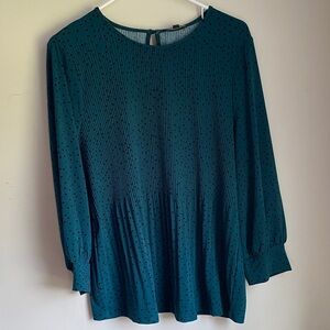 Adrianna Papell Teal Blouse with Dotted Texture